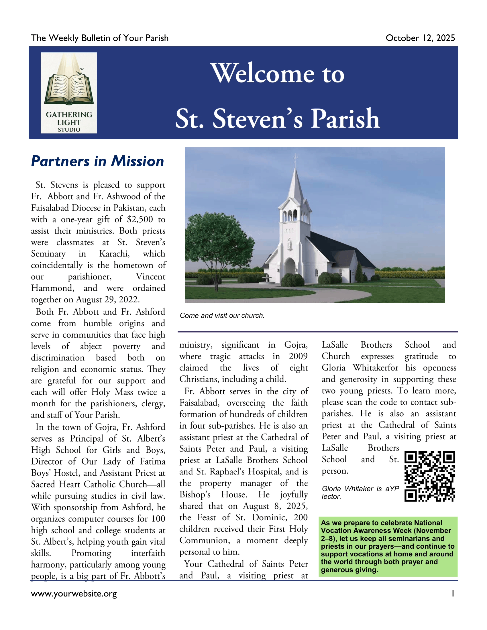 Six-page weekly bulletin &mdash; cover page